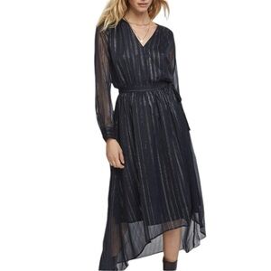 SCOTCH AND SODA MIDI Maxi Surplice Chiffon Lurex Wrap Hi Lo‎ Dress